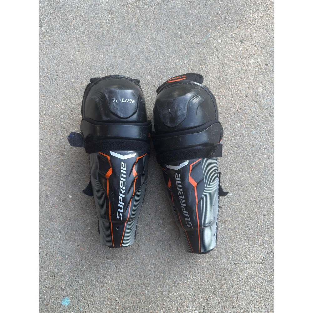 Bauer Supreme One.4 Youth Ice Hockey Shin Guards 10 Inch Black Orange Junior